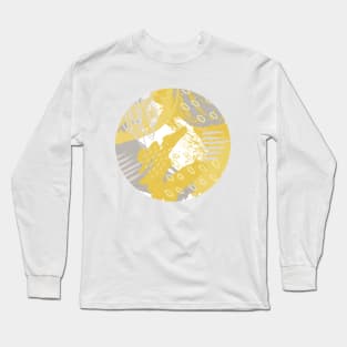 ochre yellow and grey abstract digital art Long Sleeve T-Shirt